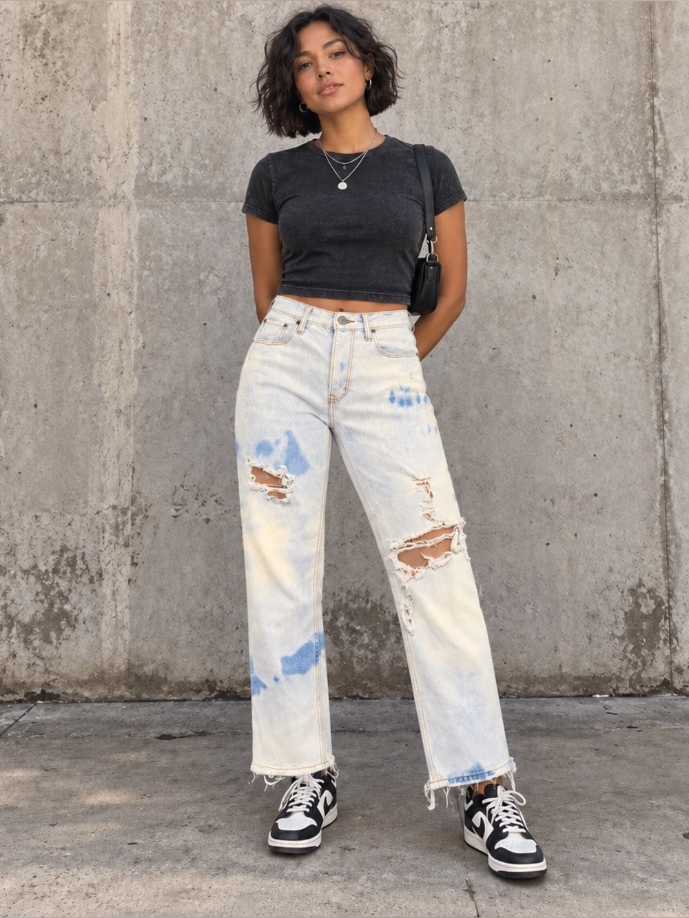 Abercrombie Ultra High Rise Straight Jean Sz 25 Ankle Distressed Edgy Streetwear